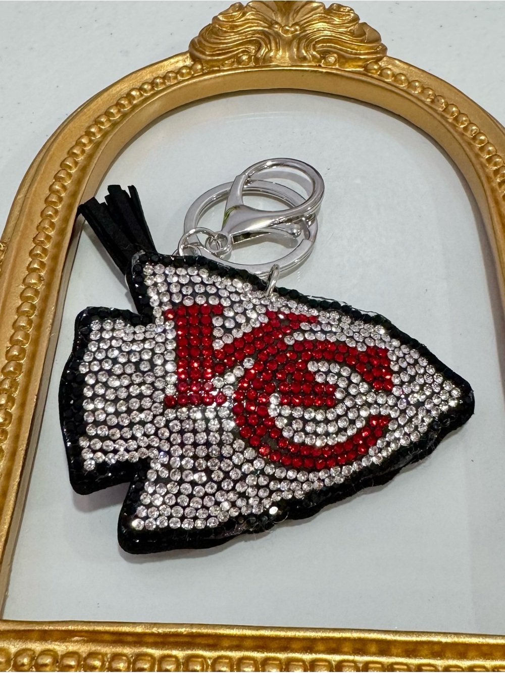 New KC Arrowhead Crystal Keychain